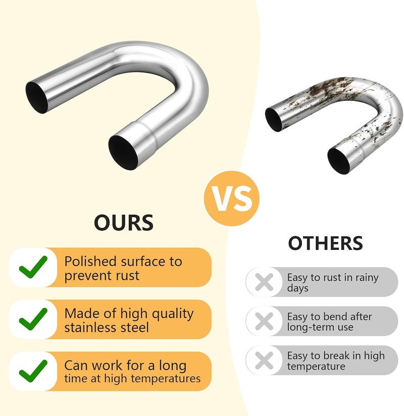 LCGP 2.5"OD U Bend Exhaust Pipe Made of High Quality Stainless Steel DIY Exhaust Pipe - Image 5